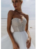 Sweetheart Neck Beaded White Tulle Sparkly Wedding Dress